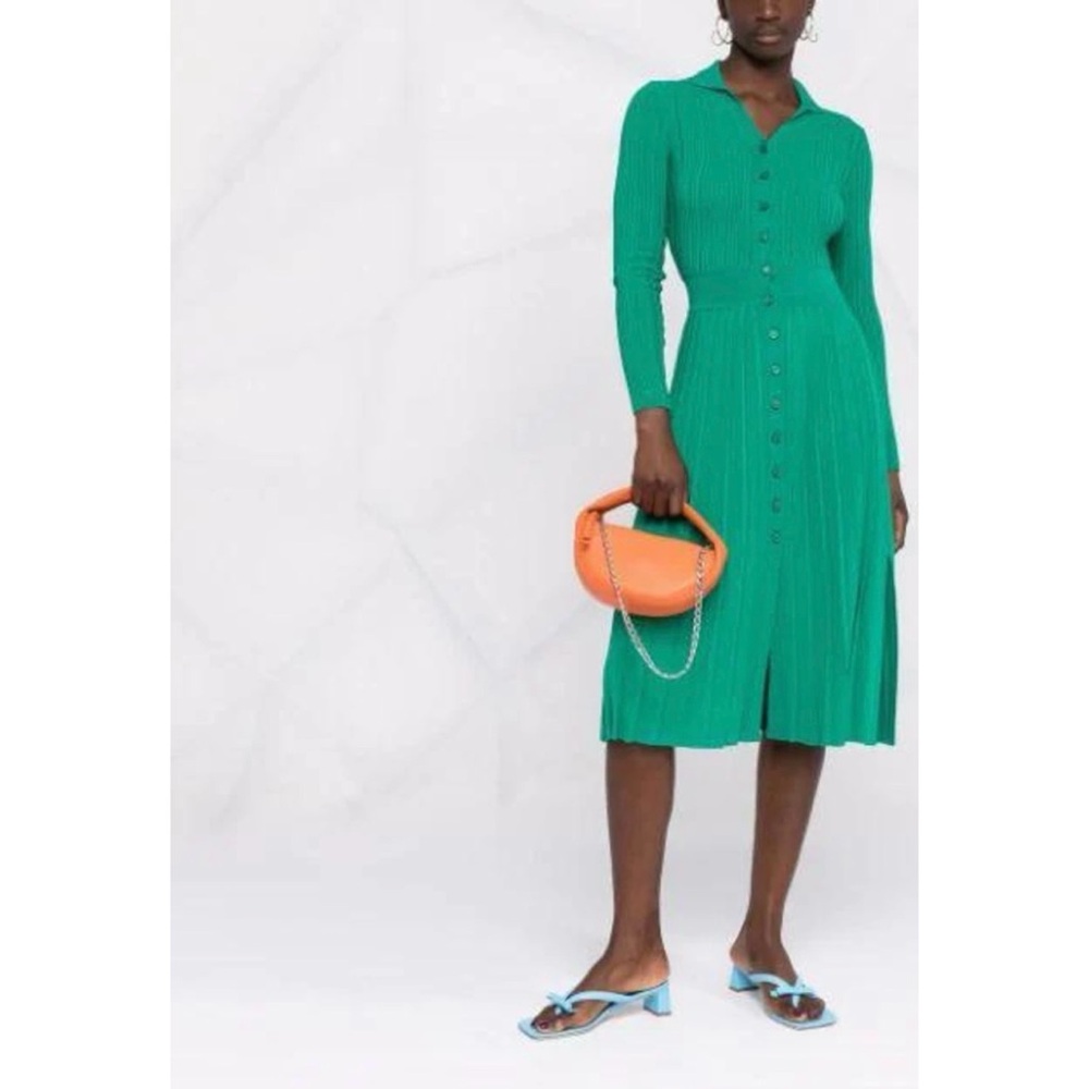 Pinko Green Button-Up knit Midi Dress NWOT